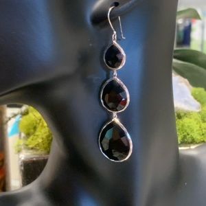 Ippolita Rock Candy Black Onyx & Silver 3-Teardrop Earrings